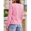 imageCicy Bell Womens Puff Long Sleeve Cardigan Sweater Lightweight Button Down Ribbed Knit Fall Casual Loose Fit TopsPink