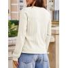 imageCicy Bell Womens Puff Long Sleeve Cardigan Sweater Lightweight Button Down Ribbed Knit Fall Casual Loose Fit TopsWhite