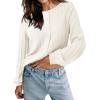 imageCicy Bell Womens Puff Long Sleeve Cardigan Sweater Lightweight Button Down Ribbed Knit Fall Casual Loose Fit TopsWhite