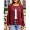imageCicy Bell Womens Puff Long Sleeve Cardigan Sweater Lightweight Button Down Ribbed Knit Fall Casual Loose Fit TopsWine Red
