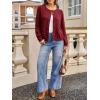 imageCicy Bell Womens Puff Long Sleeve Cardigan Sweater Lightweight Button Down Ribbed Knit Fall Casual Loose Fit TopsWine Red