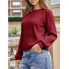 imageCicy Bell Womens Puff Long Sleeve Cardigan Sweater Lightweight Button Down Ribbed Knit Fall Casual Loose Fit TopsWine Red