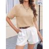 imageCicy Bell Womens Short Sleeve Sweater Casual Loose Fit Crewneck Tops Fall Dressy Pullovers Shirts Khaki
