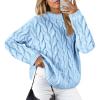 imageCicy Bell Womens Oversized Cable Knit Sweaters Long Sleeve Crewneck Chunky Loose Fit Pullover TopsBlue