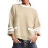 imageCicy Bell Womens Oversized Sweater 34 Sleeve Mock Neck Color Block Chunky Knit Sweaters Casual Fall Pullover TopsBeige