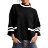 imageCicy Bell Womens Oversized Sweater 34 Sleeve Mock Neck Color Block Chunky Knit Sweaters Casual Fall Pullover TopsBlack
