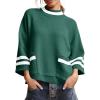 imageCicy Bell Womens Oversized Sweater 34 Sleeve Mock Neck Color Block Chunky Knit Sweaters Casual Fall Pullover TopsGreen