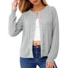 imageCicy Bell Womens Puff Long Sleeve Cardigan Sweater Lightweight Button Down Ribbed Knit Fall Casual Loose Fit TopsGrey