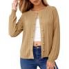 imageCicy Bell Womens Puff Long Sleeve Cardigan Sweater Lightweight Button Down Ribbed Knit Fall Casual Loose Fit TopsKhaki