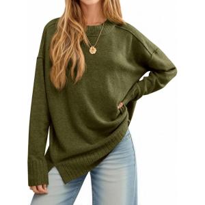 imageCicy Bell Womens Oversized Sweaters Casual Long Sleeve Knit Pullover Tops Crewneck Trendy Slouchy Fall Tunic TopsArmy Green