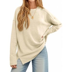 imageCicy Bell Womens Oversized Sweaters Casual Long Sleeve Knit Pullover Tops Crewneck Trendy Slouchy Fall Tunic TopsBeige