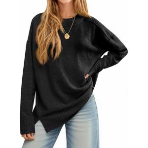 imageCicy Bell Womens Oversized Sweaters Casual Long Sleeve Knit Pullover Tops Crewneck Trendy Slouchy Fall Tunic TopsBlack