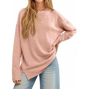 imageCicy Bell Womens Oversized Sweaters Casual Long Sleeve Knit Pullover Tops Crewneck Trendy Slouchy Fall Tunic TopsLight Pink