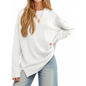 imageCicy Bell Womens Oversized Sweaters Casual Long Sleeve Knit Pullover Tops Crewneck Trendy Slouchy Fall Tunic TopsWhite