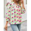 imageCicy Bell Womens Floral Print Button Down Shirts Trendy Casual 34 Puff Sleeve Blouse Boho Peter Pan Collar Tops