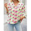 imageCicy Bell Womens Floral Print Button Down Shirts Trendy Casual 34 Puff Sleeve Blouse Boho Peter Pan Collar Tops