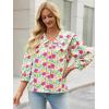 imageCicy Bell Womens Floral Print Button Down Shirts Trendy Casual 34 Puff Sleeve Blouse Boho Peter Pan Collar Tops