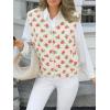 imageCicy Bell Womens Fuzzy Fleece Vest Fall Floral Sleeveless Sherpa Jacket Lightweight Button Down Warm Outerwear with PocketsBeige