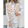 imageCicy Bell Womens Fuzzy Fleece Vest Fall Floral Sleeveless Sherpa Jacket Lightweight Button Down Warm Outerwear with PocketsBeige