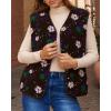 imageCicy Bell Womens Fuzzy Fleece Vest Fall Floral Sleeveless Sherpa Jacket Lightweight Button Down Warm Outerwear with PocketsCoffee