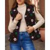imageCicy Bell Womens Fuzzy Fleece Vest Fall Floral Sleeveless Sherpa Jacket Lightweight Button Down Warm Outerwear with PocketsCoffee