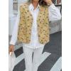 imageCicy Bell Womens Fuzzy Fleece Vest Fall Floral Sleeveless Sherpa Jacket Lightweight Button Down Warm Outerwear with PocketsKhaki