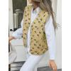 imageCicy Bell Womens Fuzzy Fleece Vest Fall Floral Sleeveless Sherpa Jacket Lightweight Button Down Warm Outerwear with PocketsKhaki