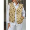 imageCicy Bell Womens Fuzzy Fleece Vest Fall Floral Sleeveless Sherpa Jacket Lightweight Button Down Warm Outerwear with PocketsKhaki
