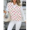 imageCicy Bell Womens Fuzzy Fleece Vest Fall Floral Sleeveless Sherpa Jacket Lightweight Button Down Warm Outerwear with PocketsWhite