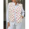 imageCicy Bell Womens Fuzzy Fleece Vest Fall Floral Sleeveless Sherpa Jacket Lightweight Button Down Warm Outerwear with PocketsWhite