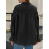imageCicy Bell Womens Oversized Button Down Shirts Long Ruffle Sleeve Pleated Babydoll Blouses Trendy Casual TopsBlack