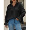 imageCicy Bell Womens Oversized Button Down Shirts Long Ruffle Sleeve Pleated Babydoll Blouses Trendy Casual TopsBlack