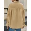 imageCicy Bell Womens Oversized Button Down Shirts Long Ruffle Sleeve Pleated Babydoll Blouses Trendy Casual TopsKhaki