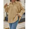 imageCicy Bell Womens Oversized Button Down Shirts Long Ruffle Sleeve Pleated Babydoll Blouses Trendy Casual TopsKhaki