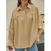 imageCicy Bell Womens Oversized Button Down Shirts Long Ruffle Sleeve Pleated Babydoll Blouses Trendy Casual TopsKhaki
