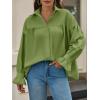 imageCicy Bell Womens Oversized Button Down Shirts Long Ruffle Sleeve Pleated Babydoll Blouses Trendy Casual TopsOlive Green