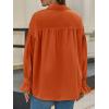 imageCicy Bell Womens Oversized Button Down Shirts Long Ruffle Sleeve Pleated Babydoll Blouses Trendy Casual TopsOrangered
