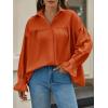 imageCicy Bell Womens Oversized Button Down Shirts Long Ruffle Sleeve Pleated Babydoll Blouses Trendy Casual TopsOrangered