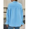 imageCicy Bell Womens Oversized Button Down Shirts Long Ruffle Sleeve Pleated Babydoll Blouses Trendy Casual TopsSky Blue
