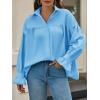 imageCicy Bell Womens Oversized Button Down Shirts Long Ruffle Sleeve Pleated Babydoll Blouses Trendy Casual TopsSky Blue