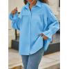 imageCicy Bell Womens Oversized Button Down Shirts Long Ruffle Sleeve Pleated Babydoll Blouses Trendy Casual TopsSky Blue