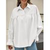 imageCicy Bell Womens Oversized Button Down Shirts Long Ruffle Sleeve Pleated Babydoll Blouses Trendy Casual TopsWhite