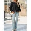 imageCicy Bell Womens Pleated Button Down Shirts V Neck Puff Long Sleeve Peplum Tops Dressy Casual Loose Fit Cute BlouseBlack