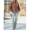 imageCicy Bell Womens Pleated Button Down Shirts V Neck Puff Long Sleeve Peplum Tops Dressy Casual Loose Fit Cute BlouseBrown