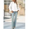 imageCicy Bell Womens Pleated Button Down Shirts V Neck Puff Long Sleeve Peplum Tops Dressy Casual Loose Fit Cute BlouseWhite