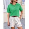imageCicy Bell Womens Short Sleeve Sweater Casual Loose Fit Crewneck Tops Fall Dressy Pullovers Shirts Green