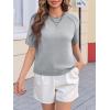 imageCicy Bell Womens Short Sleeve Sweater Casual Loose Fit Crewneck Tops Fall Dressy Pullovers Shirts Grey
