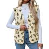 imageCicy Bell Womens Fuzzy Fleece Vest Fall Floral Sleeveless Sherpa Jacket Lightweight Button Down Warm Outerwear with PocketsApricot