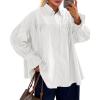 imageCicy Bell Womens Oversized Button Down Shirts Long Ruffle Sleeve Pleated Babydoll Blouses Trendy Casual TopsWhite