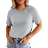 imageCicy Bell Womens Short Sleeve Sweater Casual Loose Fit Crewneck Tops Fall Dressy Pullovers Shirts Grey
